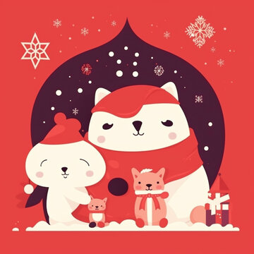 Christmas background in red colors. AI Generated