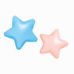 Pink and blue 3D stars vector illustration design.