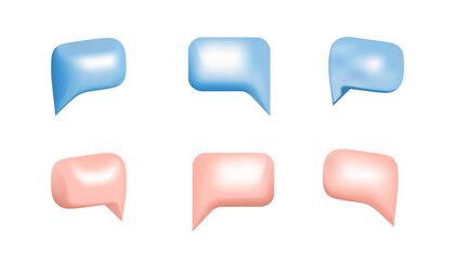 Pink and blue 3d bubble speeches set