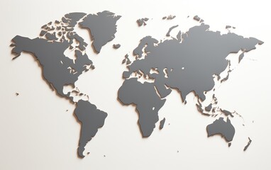 Fototapeta na wymiar Grey blank world map.