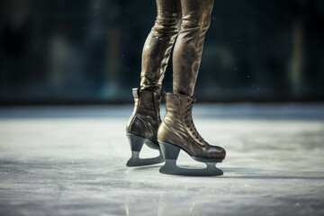 Figure skating woman glitter. Slender girl. Generate Ai