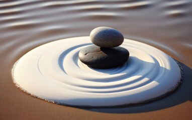 Fototapeta na wymiar Yin Yang Motiv - Steine im Sand
