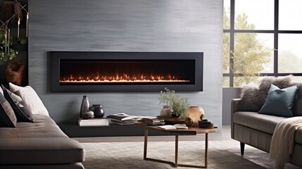 Elevate your space with a modern focal point--a sleek wall-mounted fireplace.
