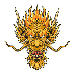Eastern dragon head colorful logotype