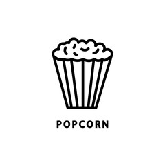 Popcorn line icon. Cinema snack food sign. Pop corn symbol. Illustration for web and mobile app. Line style sweet butter snack icon. Editable stroke popcorn food. Vector