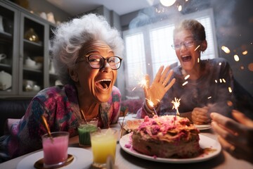 grandma having fun at her birthday