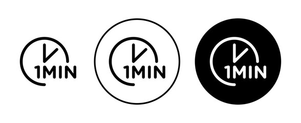Cooking time Vector Icon Set. Meal cook time symbol in black filled and outlined style.