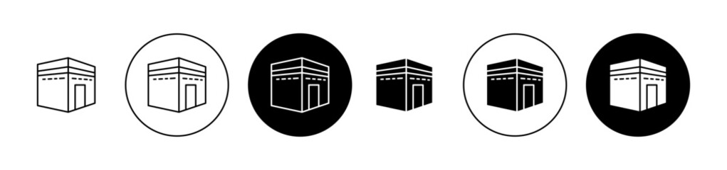 Kaaba icon set. Mecca or Haj vector symbol for UI designs.