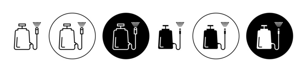 Pressure sprayer line icon set. Pesticide spray pump symbol in black filled style. Suitable for apps and websites UI designs. - obrazy, fototapety, plakaty