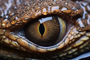 detailed photo of a lizards waterlogged eye