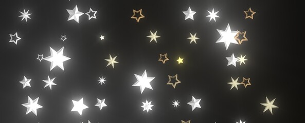 Plummeting Christmas Sparkles: Captivating 3D Illustration of Descending Holiday Star Glitters