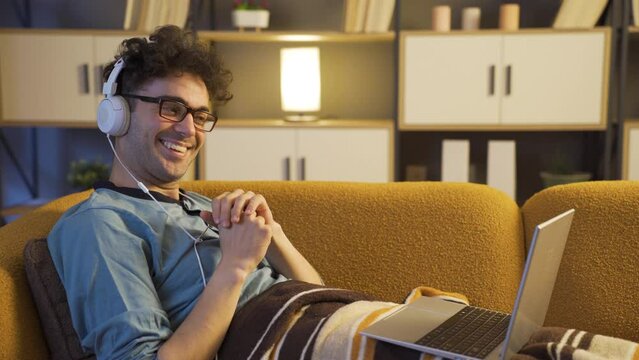 Shy and nerdy young man.