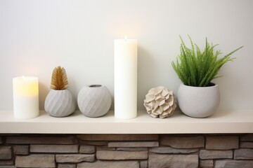 diy concrete candle holders on a mantel