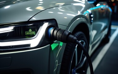 Power supply for hybrid electric car charging battery. Eco car concept.