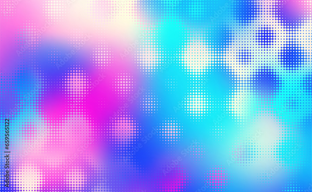Poster Abstract defocused horizontal background with pop art halftone dots. Vector image.
