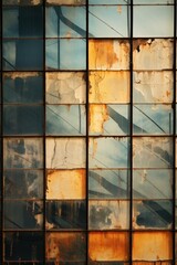 Old dirty glass wall of an building as grunge background