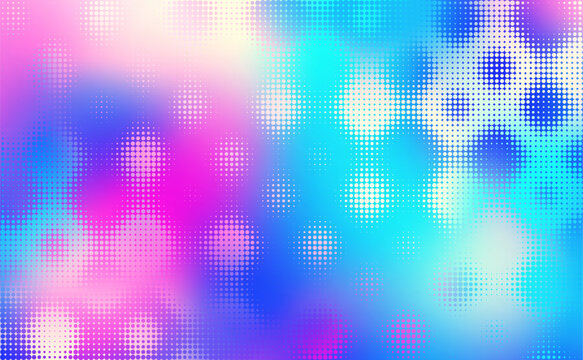 Abstract defocused horizontal background with pop art halftone dots. Vector image.