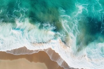 Ocean waves beach. Surf shore summer. Generate Ai