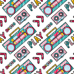 Abstract seamless pattern in 90s style vector