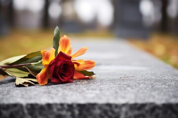 close-up of a gravestone in a cemetery - obrazy, fototapety, plakaty