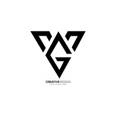Letter Vg or Gv creative triangle shape line art elegant unique monogram logo