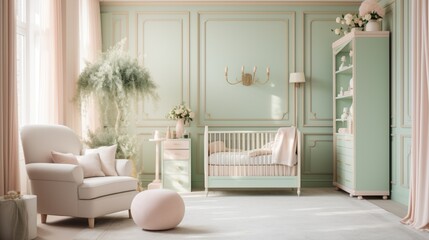 A harmonious blend of pastel tones in a tranquil nursery.