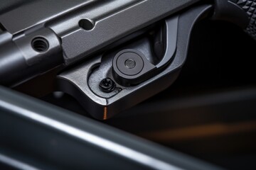 Obraz na płótnie Canvas close-up photo of a safety lock on a gun