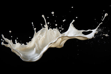 Splash of milk on black background - obrazy, fototapety, plakaty