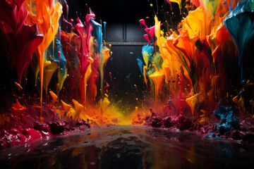 Splash of color paint, Colorful ink explosion background.