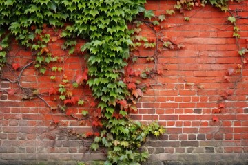 red brick wall with ivy climbing over