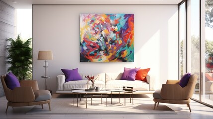 A lively, abstract masterpiece as the focal point of a room.