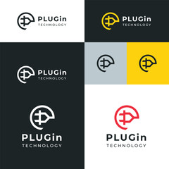 Minimal Creative Plug in Vector Logo Template. Technology Type Vector Modern Logo.