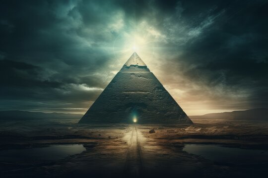 Pyramid eye creepy light. Esoteric loan. Generate Ai