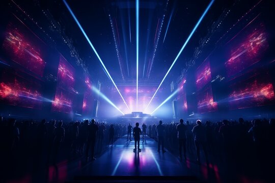 Music concert space lights show. Event live. Generate Ai