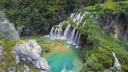 Waterfall in Plitvice Lakes National Park in Croatia A cascade of 16 lakes connected by waterfalls...