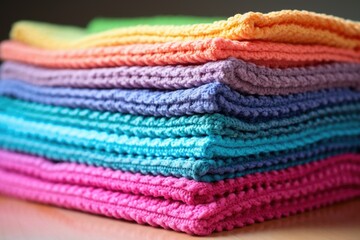 cascade of colorful washable cleaning cloths