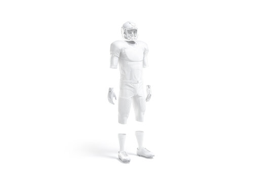 Blank white american football uniform mockup, side view