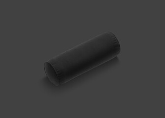 Blank black bolster pillow mockup, dark background