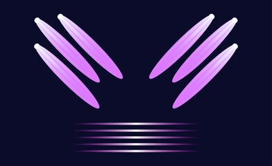 Vector neon light shining effects and highlights on a dark blue background