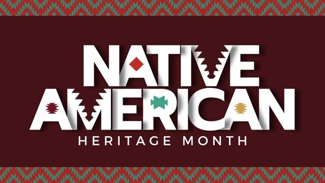 Native American Heritage Month in November. American Indian culture. Celebrate annual in the United States, 4k text footage