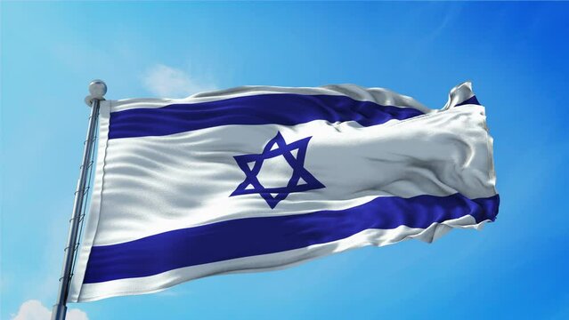 Israel Flag Loop. Realistic 4K. 30 fps flag of the Israel. Israel flag waving in the wind. Seamless loop with highly detailed fabric texture.	