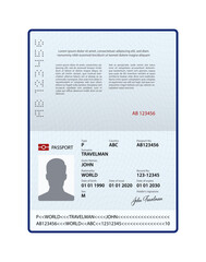 Passport Template. International ID. Travel Document. Vector Illustration