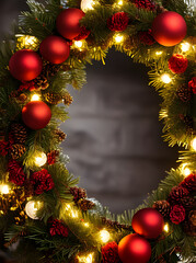 Fototapeta na wymiar Cozy wreath closeup warm lights vintage palette
