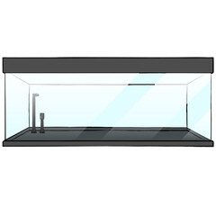 Clear Glass Fish Tank aquarium complete set. Aquarium Fish Tank with filter graphic illustrations 