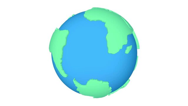 Cartoon planet Earth 3d render icon. Earth day or environment conservation concept. Save green planet concept. 4K FullHD and HD render footage animation on white with alpha matte