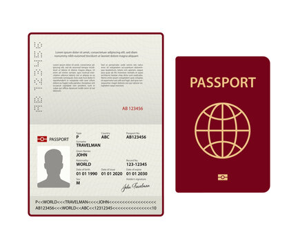 Passport Template. International ID. Travel Document. Vector Illustration