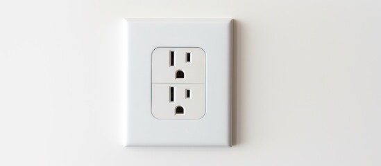 Electric plug line attached to socket plug on a white wall
