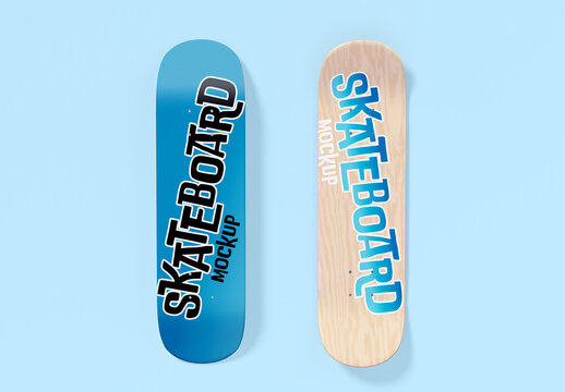 Top and Back Skateboard Deck Mockup