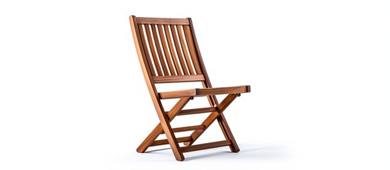 Isolated white background wooden folding outdoor chair