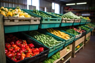 fresh produce organized for a food bank